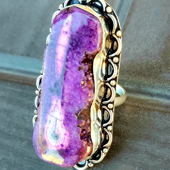 New Unique Purple Solar Quartz 925 Silver Ring. - Picture 8 of 16